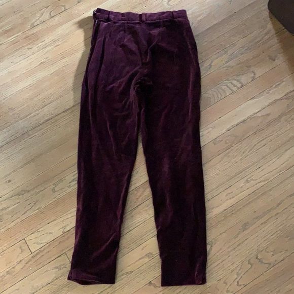 ๐ 5/$25 Vintage 1990s velour velvet burgundy slim high rise pants - Picture 6 of 8